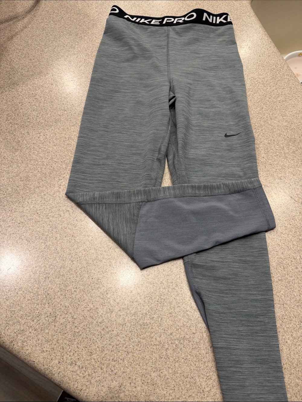 Nike Grey Heather Performance Leggings with Branded Waistband